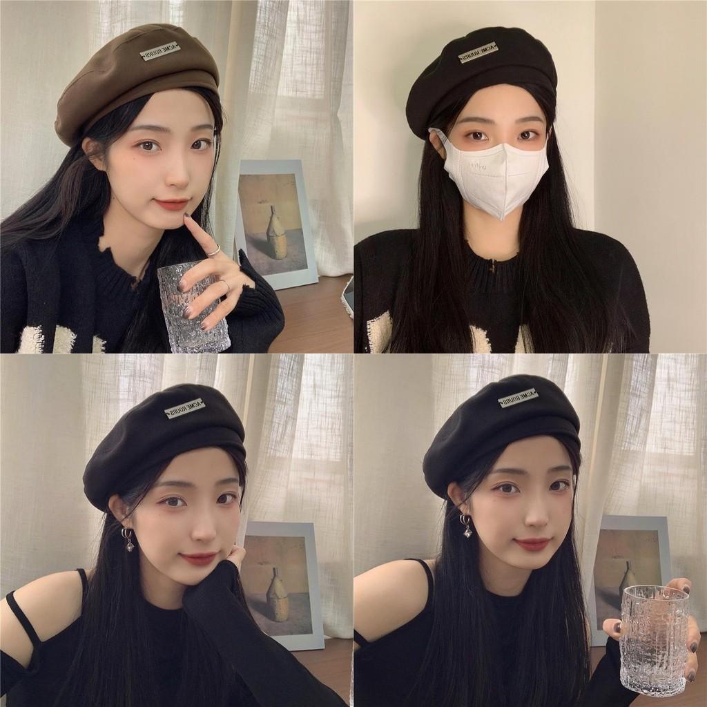 Stylish Woolen Beret Hat For Women Trendy Autumn Winter Artist Cap With English Letter Details