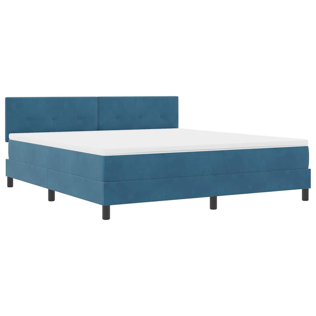 Box Spring Bed with Mattress Dark Blue 180 x 200 cm Velvet