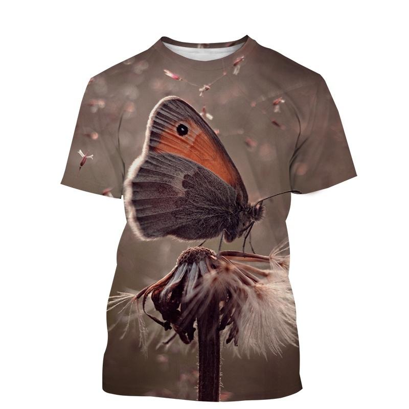 T-shirt da uomo con stampa 3D di farfalle Moda Casual T-shirt con insetti Estive Manica Corta Harajuku Street Personalità Tendenze Top