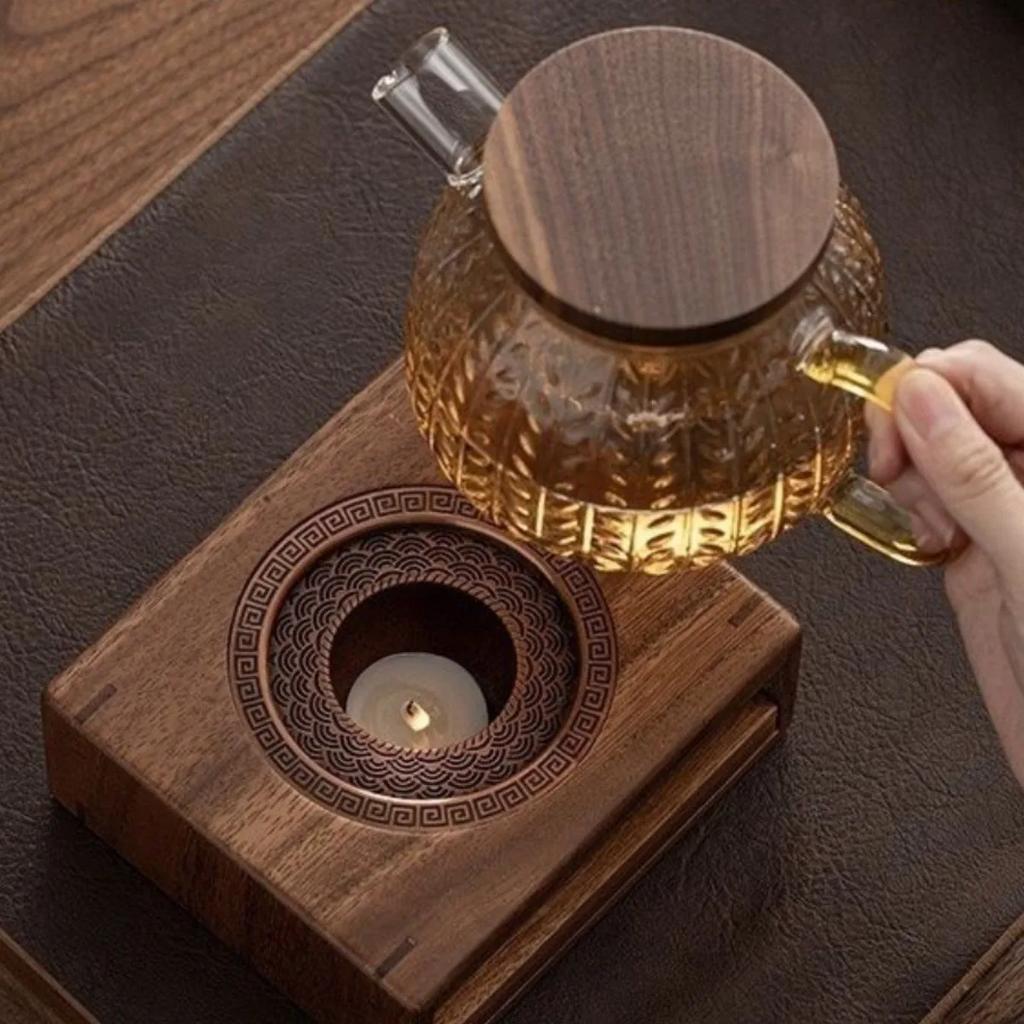 Walnut Warm Tea Stove Household Candle Heating Roasting Stove Open Flame Warm Tea Warm Indoor Maker Stove