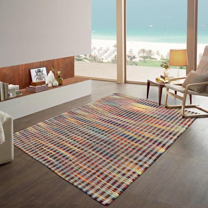 Tapis kilim 80x150 cm Rectangulaire KL LINE RELIEF Multicolore Entrée Tissé à la main
