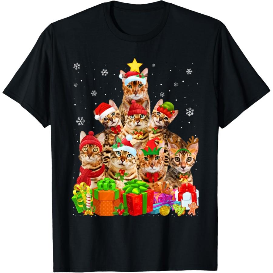 

Ugly Christmas Sweater Cat Tree Funny Bengal Cat Xmas T-Shirt XXXXXL чорний