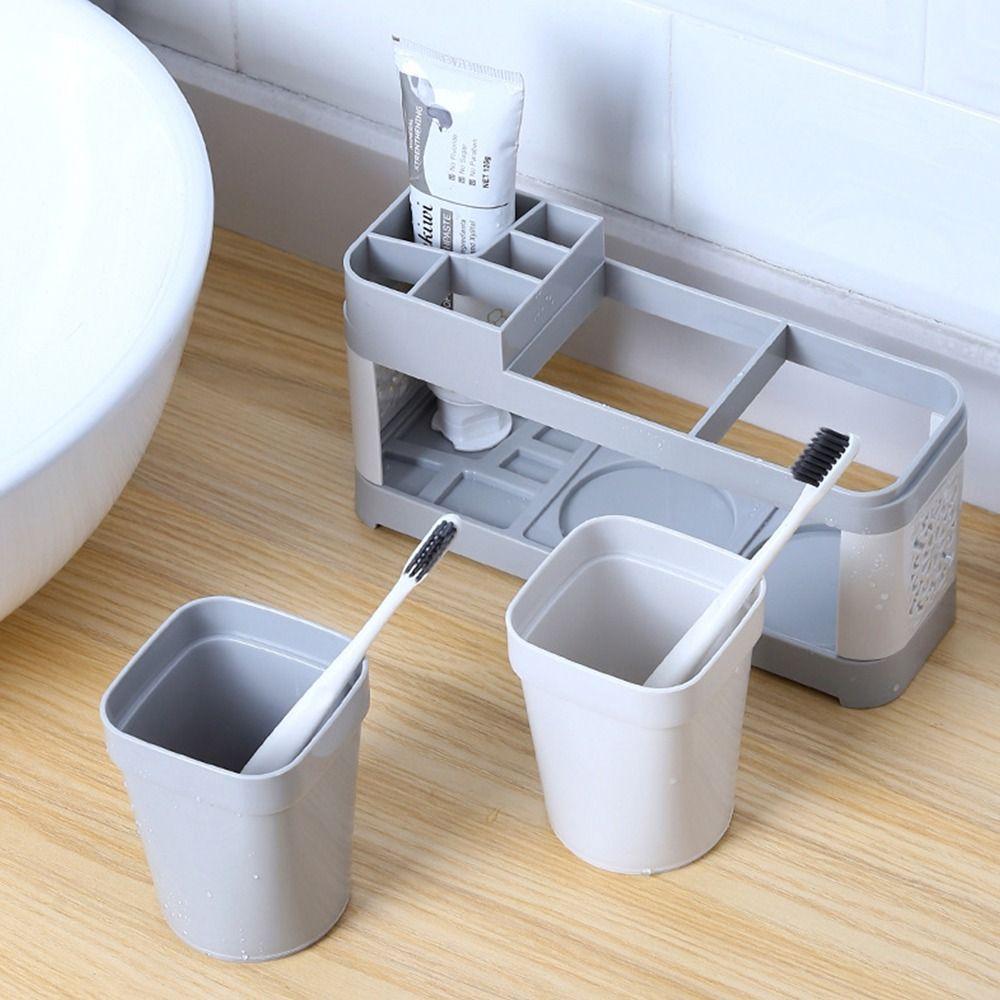 Bathroom Rack Toothpaste Stand Washing Cup Mouthwash Cup Set Organizer Holder Toothbrush Holder