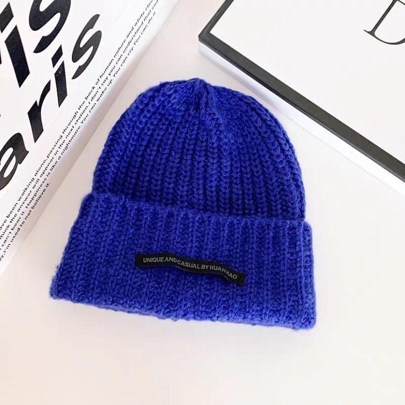 Big Head Circumference Loose Knitted Hat Female Alphabet Mark Winter Wool Hat Warm In Autumn and Winter Suitable for Round Face Small Hat