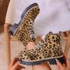 Bottes Martin à Imprimé Léopard Large Largeur pour Femmes, Bottines à Plateforme Color Block, Bottines Confort à Semelle Épaisse Tendance