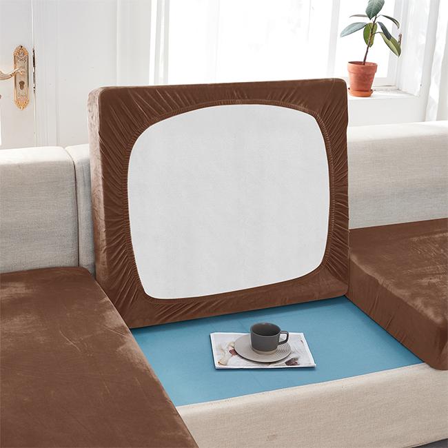 Sofa Seat Cover, Velvet, Brown 50-65Cm