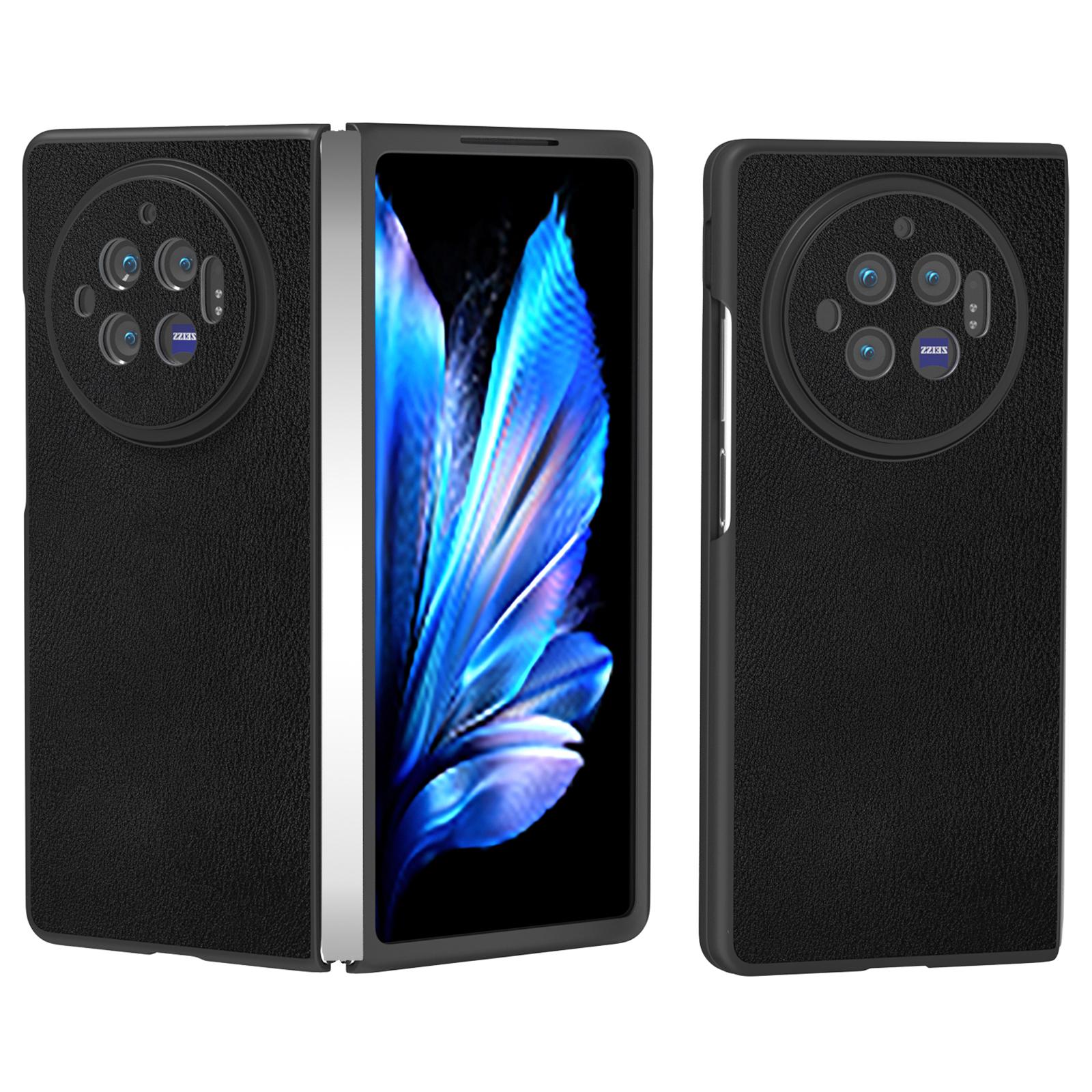 

Для vivo X Fold3 чехол PU кожаный с покрытием жесткий складной чехол для телефона из поликарбоната Black