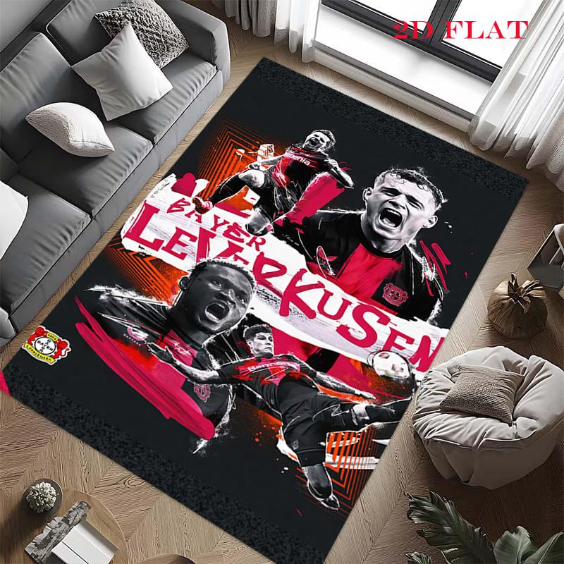 Bayer Leverkusen Teppich für Wohnzimmer Schlafzimmer Zuhause Sofadekoration, Rutschfeste Bodenmatte für Kinder zum Spielen