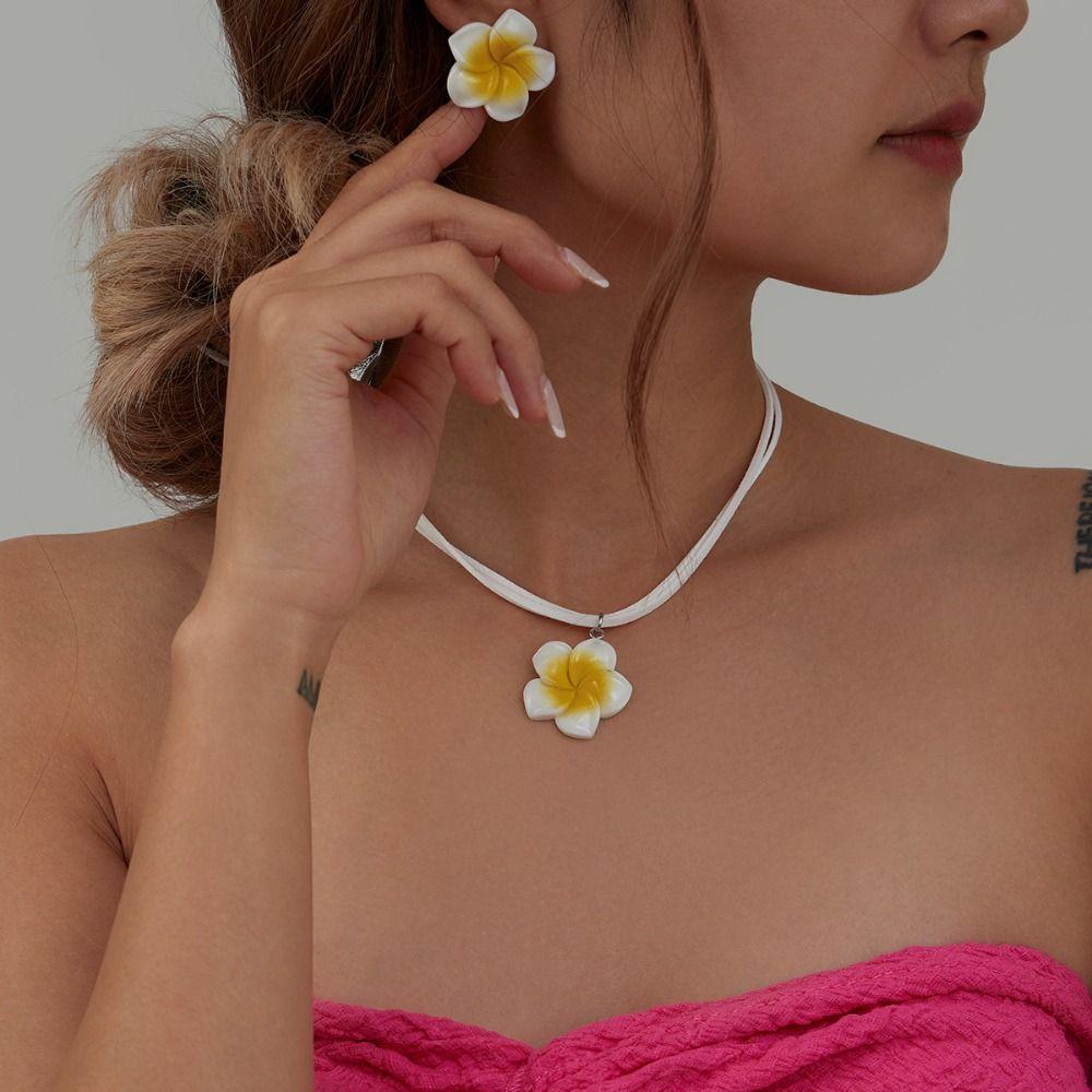 Egg Flower Earrings Necklaces Jewelry Set Beach Necklaces Bohemia Style Jewelry Gift