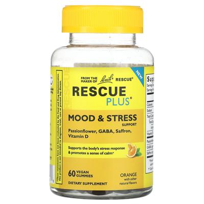 Rescue Plus, Emotional Stability and Stress Support, Orange Flavor, 60 Vegan Gummies