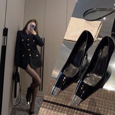 Spot A-202 Park Caiying dezelfde 2025 pendelstijl modieuze en veelzijdige zwarte sexy stiletto hoge hakken enkele schoenen