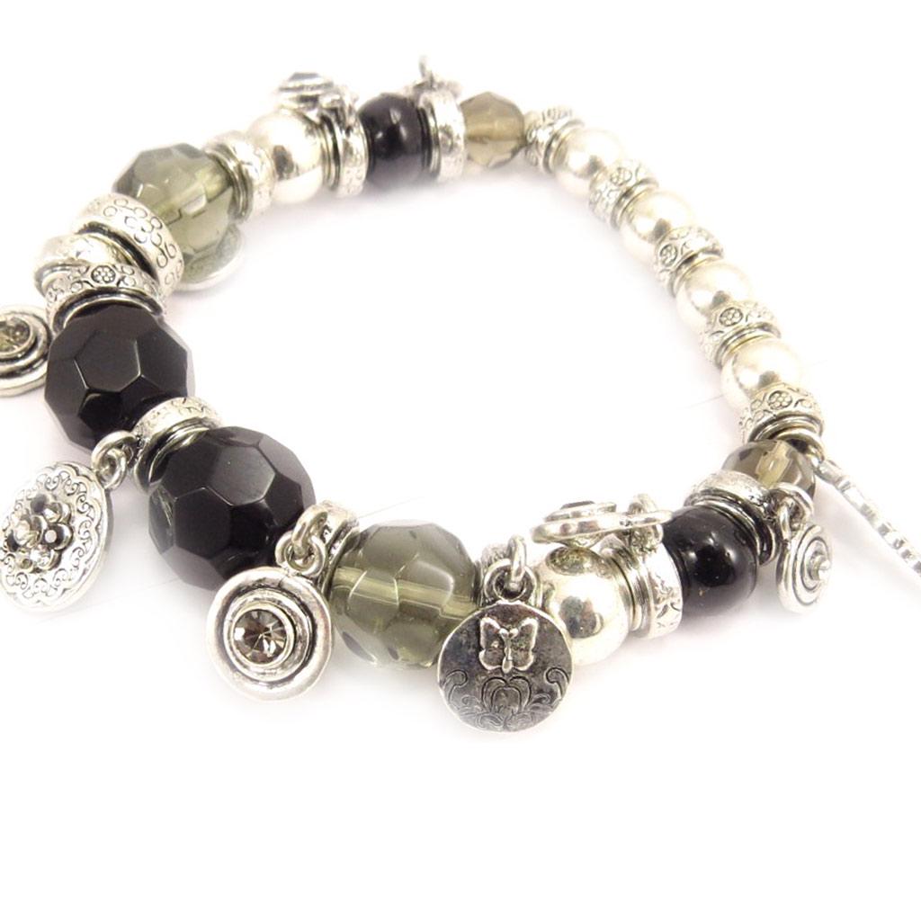 Les Trésors De Lily [C5299] - Designer Bracelet 'Belle Des Champs' Black Silver