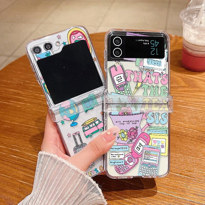 Creative Case For Samsung Galaxy Z Flip 7 5 4 6 3 5G Fashion Personalized Hard Folding Case For Galaxy Z Flip5 Flip4 Flip6 Flip7
