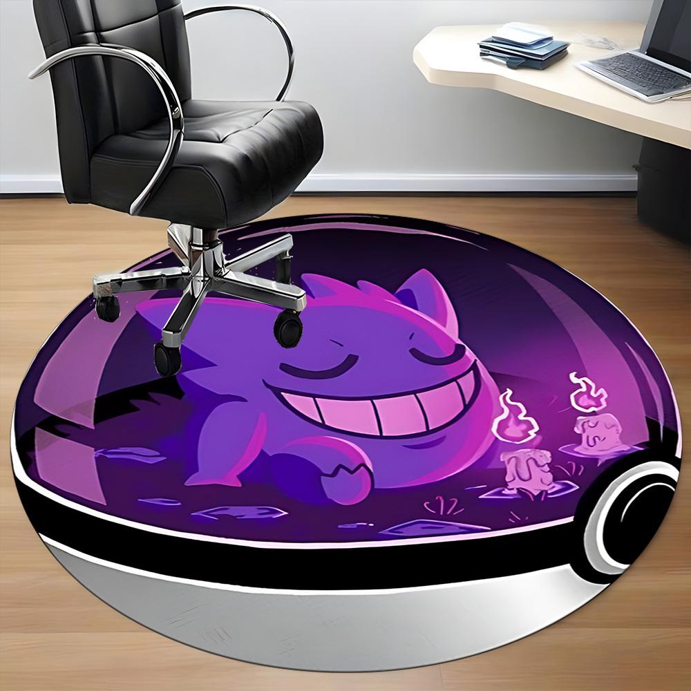 1pc Poke Ball Pokemon Ghostly Office Round Area Rug, Indoor Mat Suitable For Office, Under Office Chairs Bedroom Living Room Home Decor, Room Deco