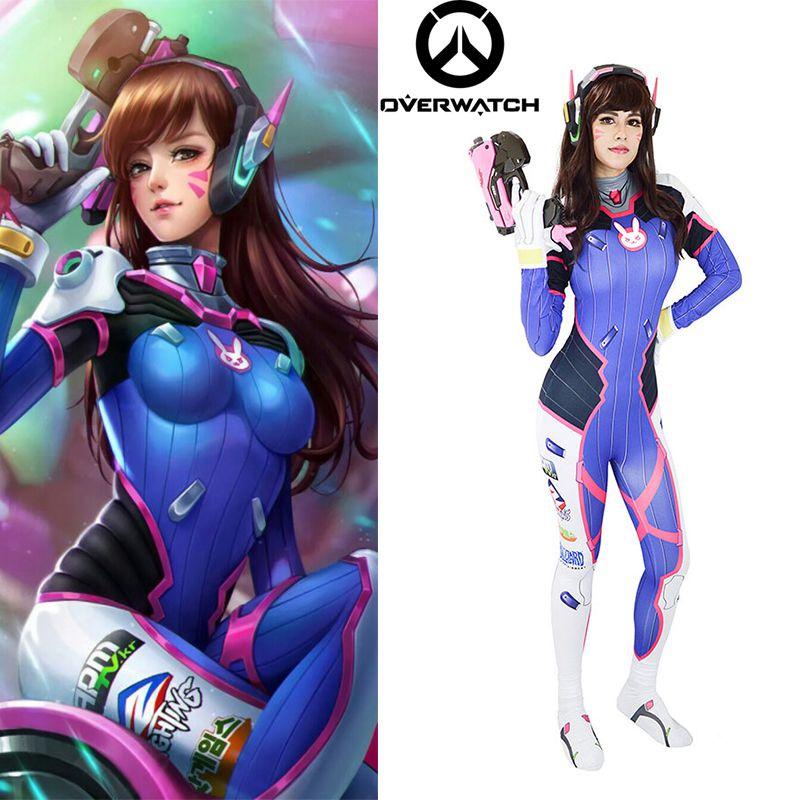 Overwatch Dva Cosplay Costume Jumpsuit Outfits Halloween Role Play Adult Kids