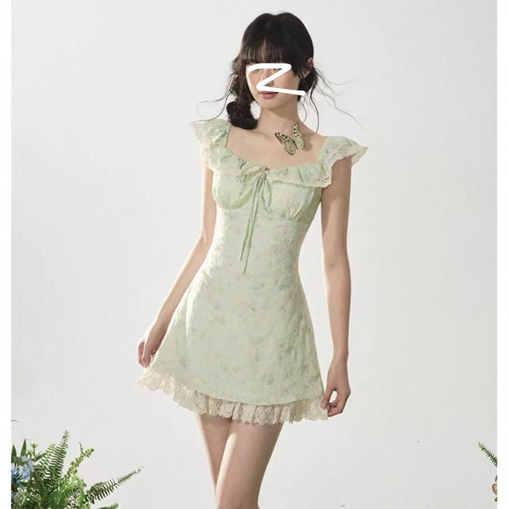 Women's Summer Sweet Puff Sleeve Off-Shoulder Top & Skirt Casual Beach Dress