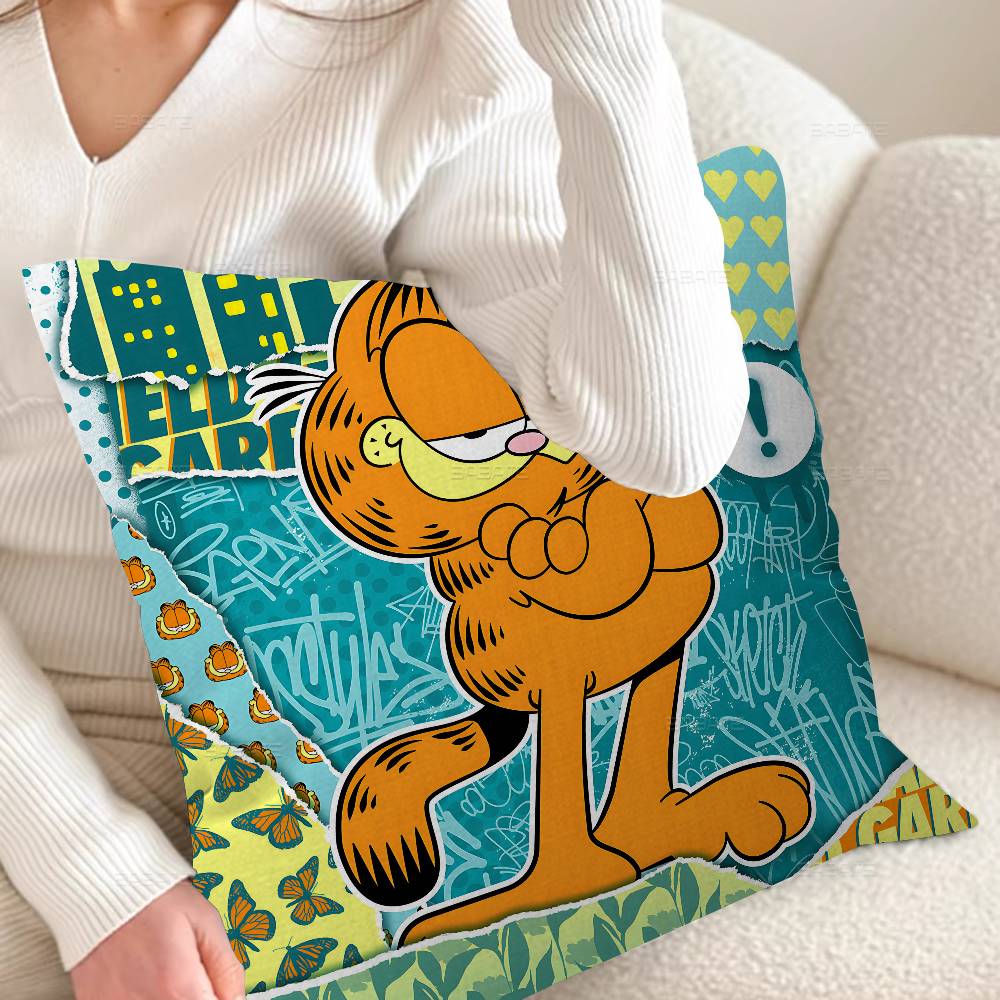 Cartoon Garfield Cute Cat Cushion Cover Car Throw Pillow Case For Sofa Car Christmas Gift 40X40Cm 45X45Cm