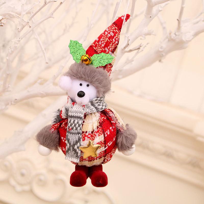 Foam Fabric Christmas Santa Claus Figurine With Elk Snowman Doll Pendant For Holiday Decor