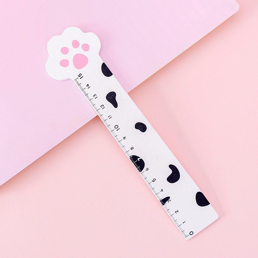 19cm Cute Cat Paw Wooden Straight Rulers, Kawaii School Office Supplies Planner Accessories Student Prize