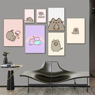 1ks Kreslený P-Pusheen K-Kawai Kočka Samolepicí Umělecký Plakát Vodotěsný Papírový Samolepka Kavárna Bar Pokoj Nástěnná Dekorace