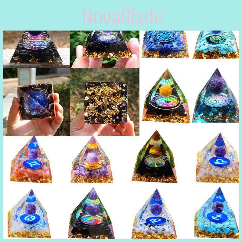 Orgonite Chakra Energy Pyramid Amethyst Crystal Home Decor Meditation Ornament Craft Gift