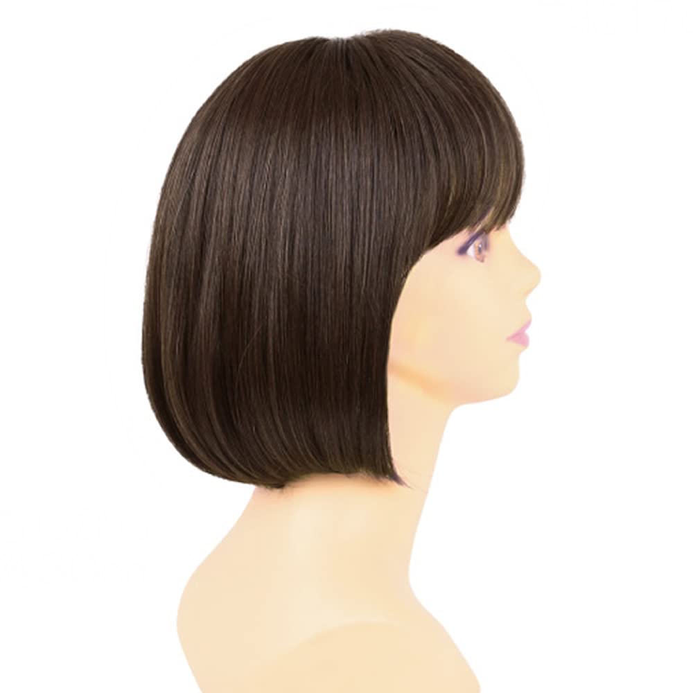 

[Priscilla] Hat Wig Fit Bob Heat Resistant Dark Brown
