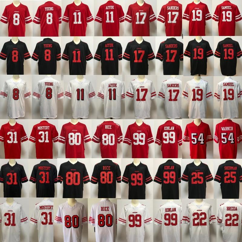 Mens San Francisco 49ers NFL Football Jersey Premium Embroidered Team Sport Shirt Fans Game Day Wear