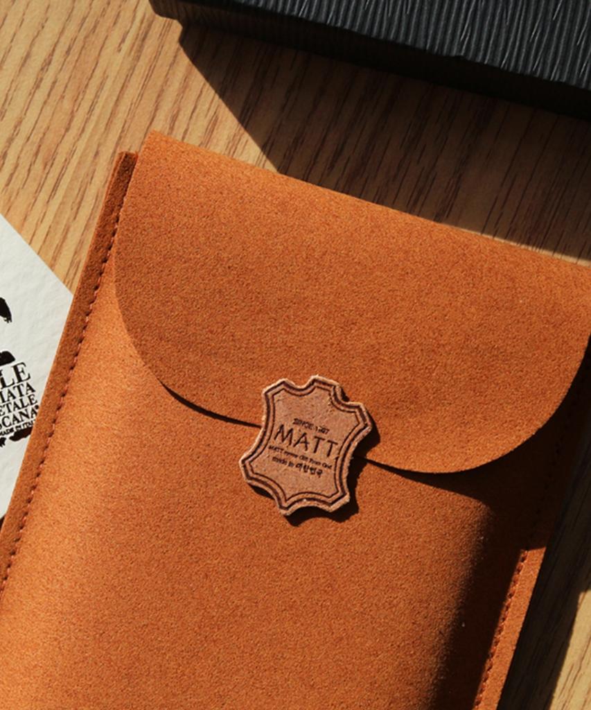 Matt Folding Full Grain Leather Business Card Holder Green