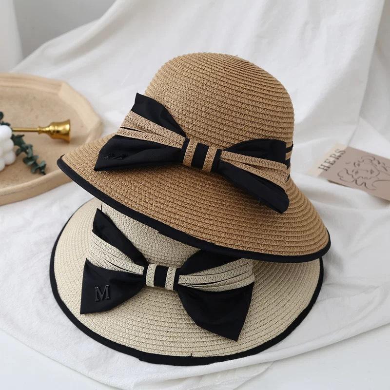Korean version of trendy women's summer beach resort beach hat sun hat foldable sunscreen sunshade bucket hat straw hat