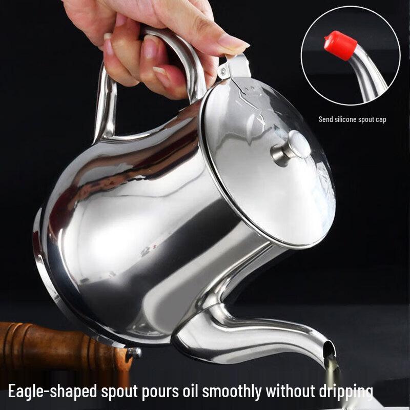 Ölspender aus Edelstahl mit Sieb