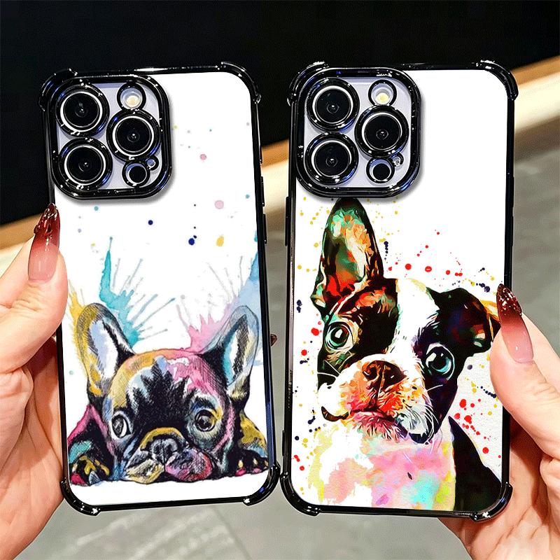 French Bulldog Dog Pug Design Plating Phone Case For Xiaomi Poco X5 X6 X7 X8 Pro Max F8 Ultra F7 M8 M7 M5S Redmi 15C 15 14C 13C