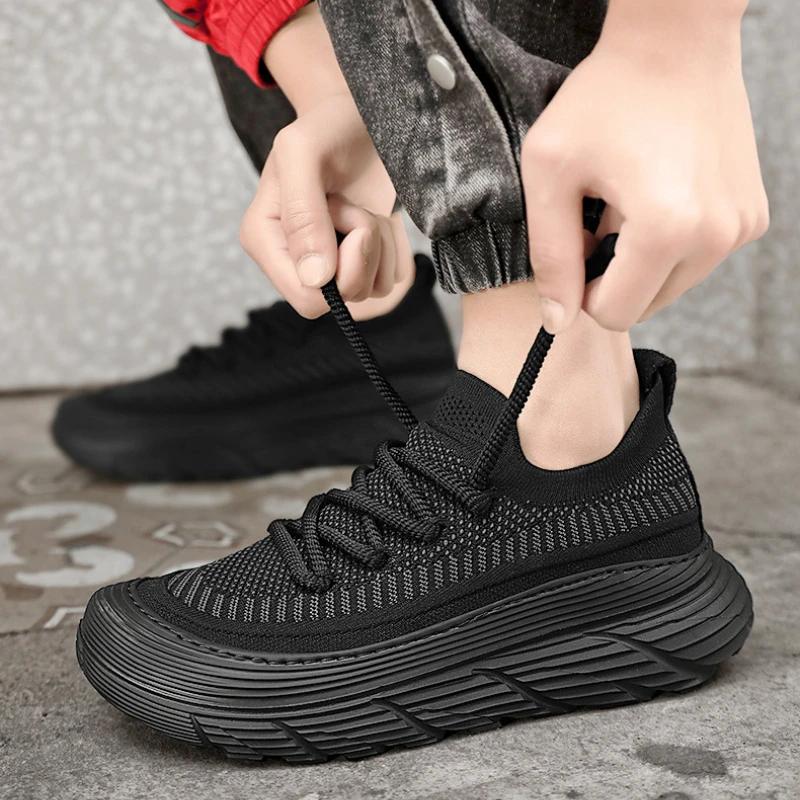 Thick Sole Men Running Shoes Comfortable And Non Slip Mesh Breathable Men‘s Casual Sneakers 2024 Trendy Versatile Mens Loafers