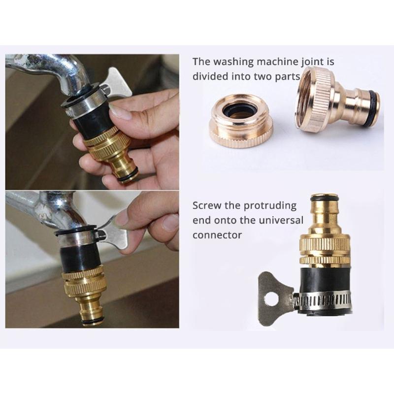 1/4Inch Tap Connector Brass Thread Fittings 4Pieces For Garden Irrigation Car Wash Easy Installation Faucet Adapter