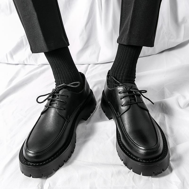 Sur-chaussures mocassins, petites chaussures en cuir, chaussures en cuir brillantes rehaussées à semelles épaisses style britannique, chaussures décontractées