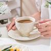 White Floral Relief Classical Ceramic Cup&saucer Dining Table Coffee Mug Milk Mugs Afternoon Tea Teacup Fruit Juice Container