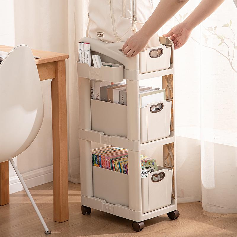 Compact Movable Backpack & Book Storage Trolley with Multi-layer Design for Under-table Use Two-layer