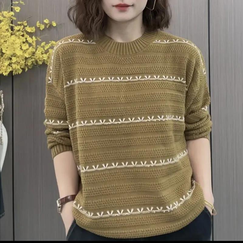 

Весенняя мода Блузка с круглым вырезом, свободного кроя, из трикотажа, Пуловер-свитер с длинными рукавами XXL жёлтый