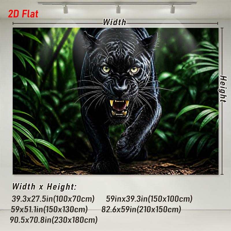 1Pc Black Panther Tapestry Wall Hanging, Decorative Fabric Poster for Bedroom, Living Room, Dorm & Home Decor