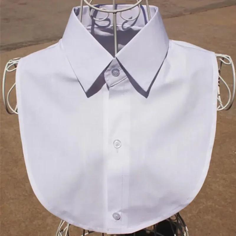 Women's Solid Colour Black White Vertical Small Flip Collar Versatile Shirt Jumper Jumper Fashion Lace False Collar Four Seasons