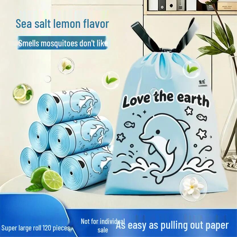 Shin-chan Extra Thick Drawstring Kitchen Trash Bags - Large, Durable, and Handheld