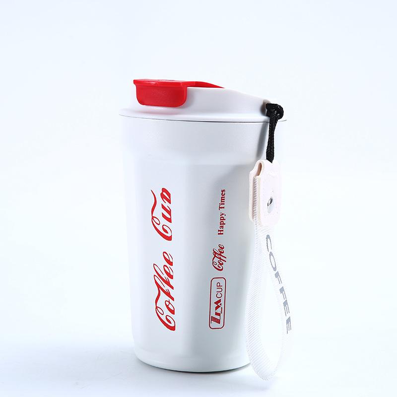 Neu 316 Edelstahl Achteckige Kaffeetasse Handliche Vakuum Thermos Tasse Tragbare Seil Kreative Geschenk