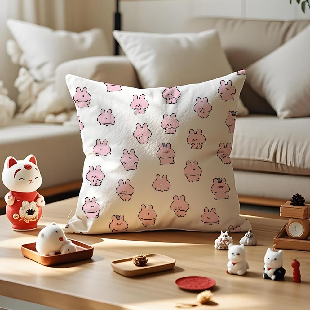 Asamimichaan Asleep Cute Asamimi Cushion Cover Silky Short Plush With Invisible Zipper Dustproof Sofa Pillow Case For Home Decor