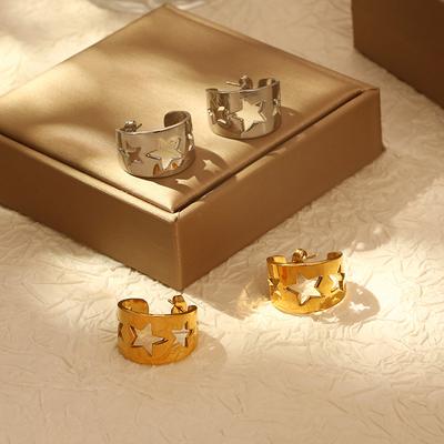 Series Stainless Steel 18K Earrings Hollow Stars Arc Ring Earrings Personalized Design Women
