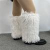 Harajuku Shoes Cuffs Leg Warmer Winter Warm Vintage Solid Color Fuzzy Plush Boots Cover Thick Calf Socks for Womens