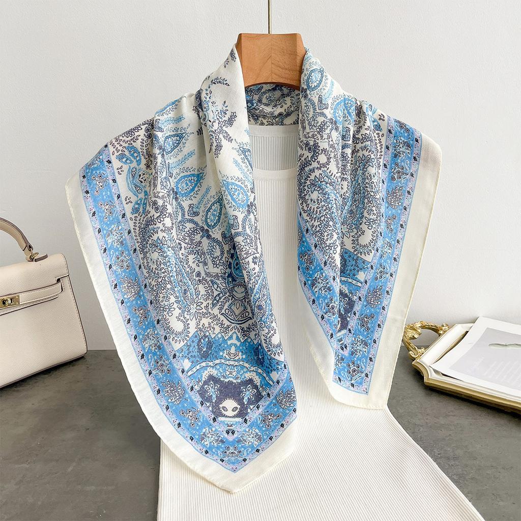 Spring and Autumn New Korean Small Square Scarf Women's 71 Cotton and Linen Versatile Small Scarf Neck Shirt Decorative Silk Scarf