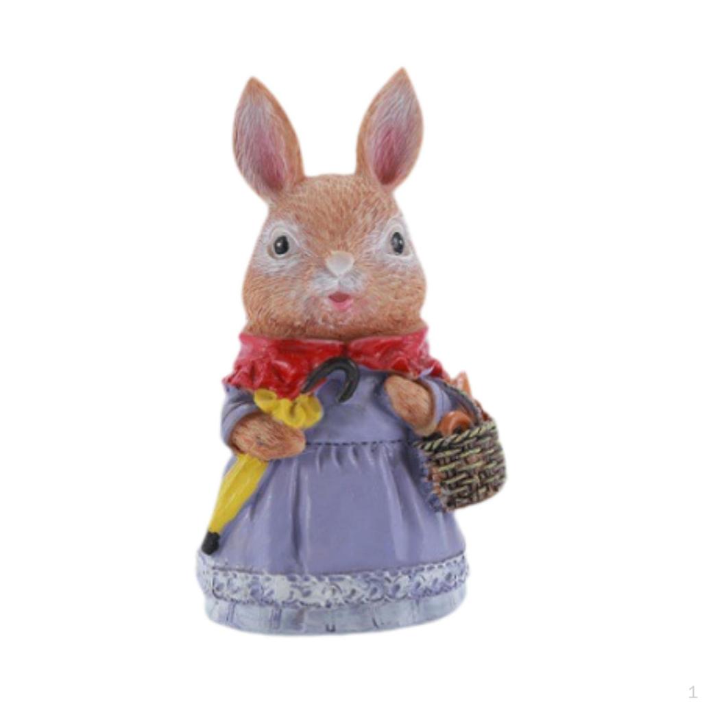 Bunny Figurine Statue Cute Creative Decorative Resin Sculpture Easter Decoration for Office