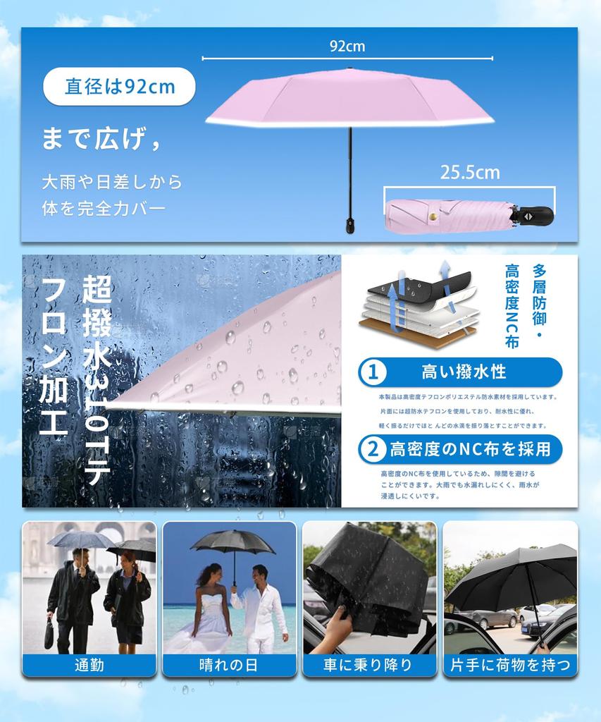 Folding Umbrella with Reflective UV Heat Folds Automatic Suitable for Rain or UV Protection for Commuting and Perfect Gift for Day or Unisex 3-Second