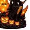 Spooky Halloween Party Supplies Witch Lamp, Gothic Crescent Moon LED Night Light, Resin Home Decor Decorative Table Lamp for Bedroom Bookshelf Unique