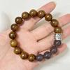 Wooden Bracelet with Natural Agate Stone for Men 12mm Round Beads Wood Bangle DIY Jewelry Making Gifts