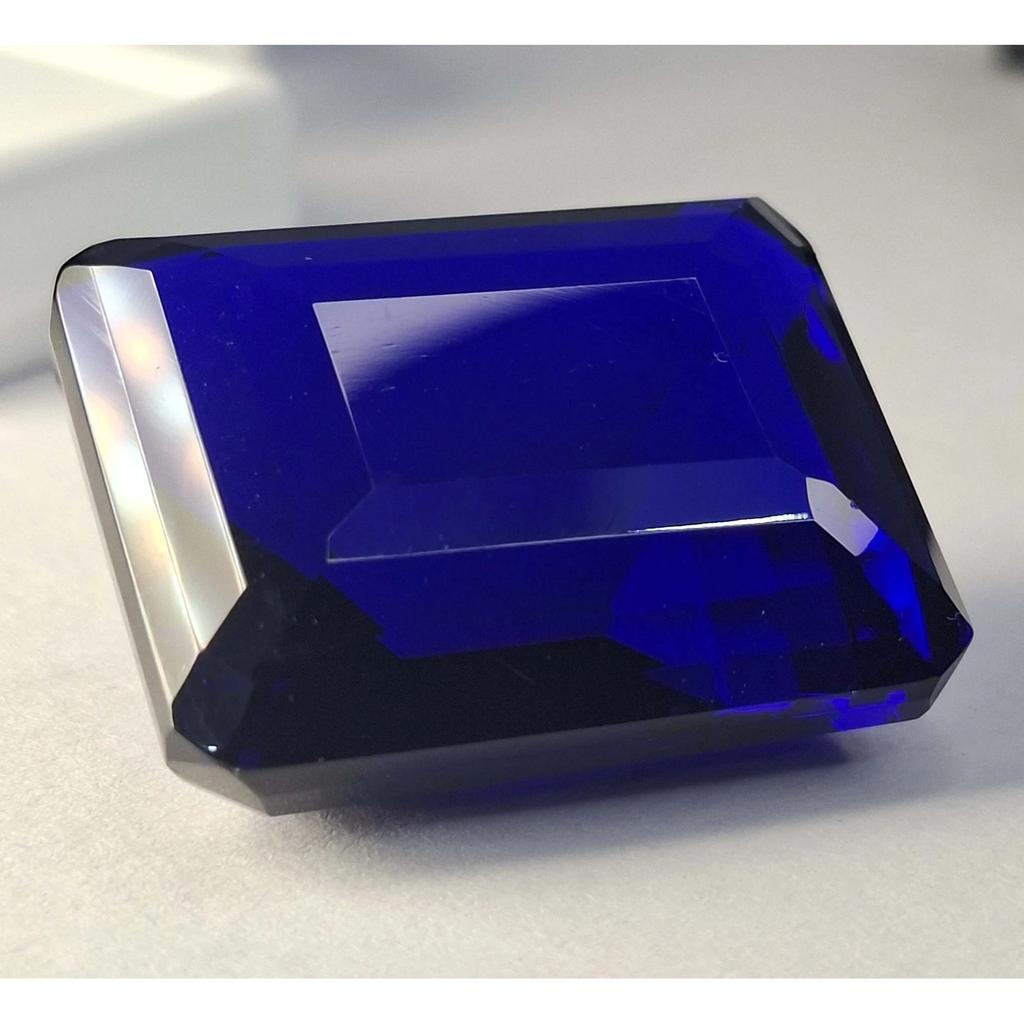 Emerald Cut Natural Blue Tanzanite 90-92 Ct Fabulous Certified Loose Gemstone
